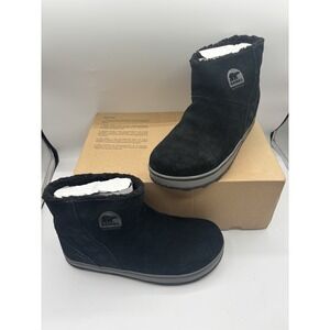 Sorel Black Suede Ankle Boots Glacy Short Boot 8.5 Waterproof